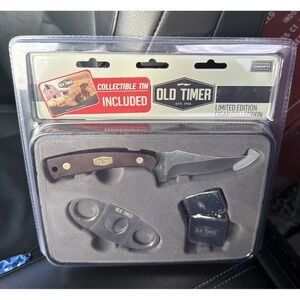 Old Timer Knife Limited Edition Cigar Collectible Tin Case Cow Barn Country 3 Pc